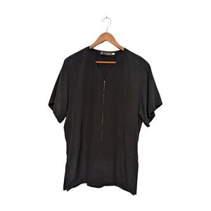 Escada Margaretha Ley Vintage Black Silk Rhinestone Blouse Size UK 38 S/S
